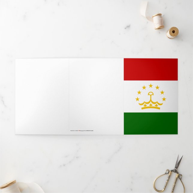 Tarjeta Tríptica Bandera de Tayikistán (Exterior)