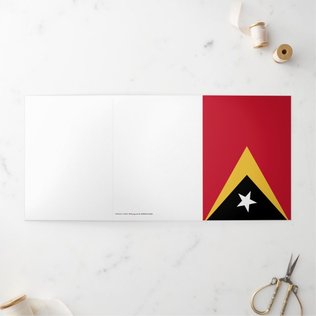 Tarjeta Tríptica Bandera de Timor Oriental (Exterior)