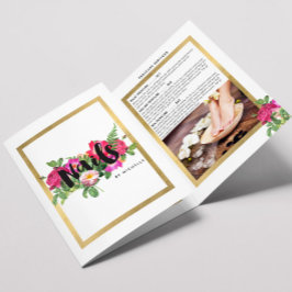Tarjeta Tríptica Beauty Florals Nail Salon White Brochure