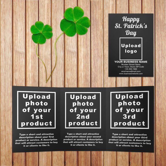 Tarjeta Tríptica Black St. Patrick's Day Business Trifold Card (Black St. Patrick's Day business trifold card)