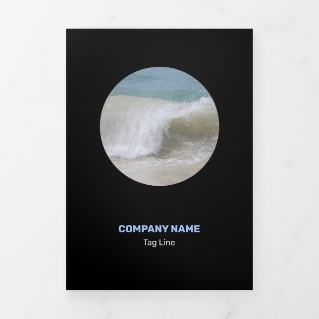 Tarjeta Tríptica Blue Black and White Neat asequible (Foto de portada)