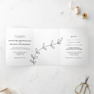 Tarjeta Tríptica Boda de Amor Simple y Limpio