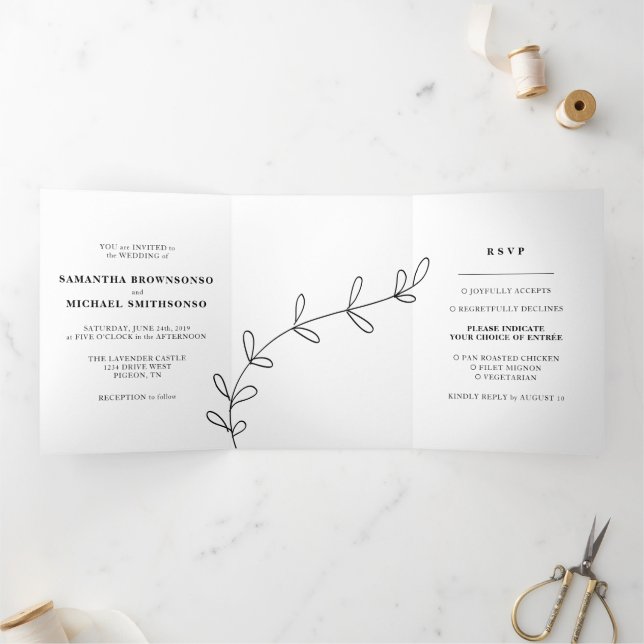 Tarjeta Tríptica Boda de Amor Simple y Limpio (Interior)