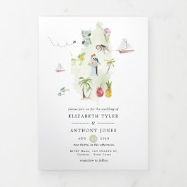 Tarjeta Tríptica Boda de destino de Santa Lucía