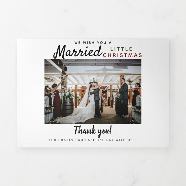 Tarjeta Tríptica Boda de vacaciones Gracias Triple Carta Doble Tarj (Foto de portada)