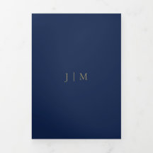 Boda minimal formal oro azul marino