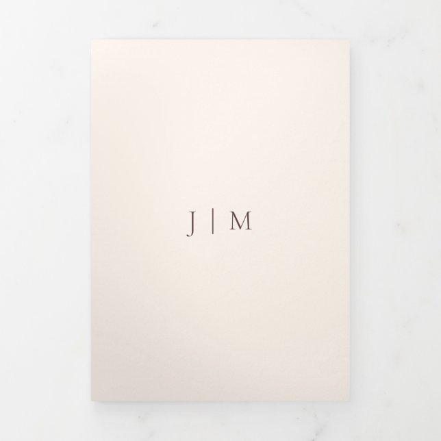 Tarjeta Tríptica Boda moderna formal de chocolate marrón (Foto de portada)