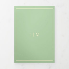 Tarjeta Tríptica Boda Moderna Formal Simple Frame Pistacho