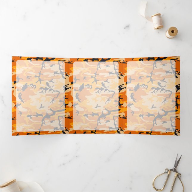 Tarjeta Tríptica Camo Naranja, Camuflaje, Militar, Ejército (Interior)