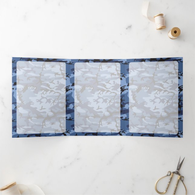 Tarjeta Tríptica Camuflaje azul de la marina, ejército, ejército (Interior)