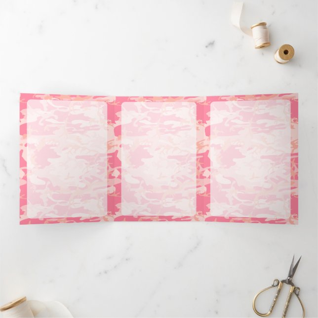 Tarjeta Tríptica Camuflaje Rosa, Camuflaje, Militar, Ejército (Interior)