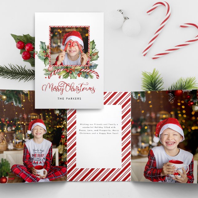 Tarjeta Tríptica Candy Candy Merry Christmas Floral Photo (Subido por el creador)