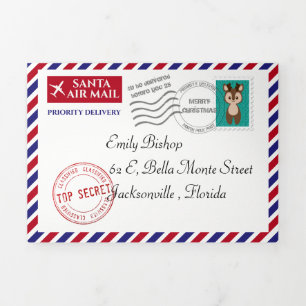 Tarjeta Tríptica Carta de Navidades personalizados de Santa Claus