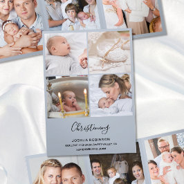 Tarjeta Tríptica Christening 8 Photo Gracias Keepsake Blue