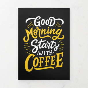 Tarjeta Tríptica Coffee Lover Buenos Días Empieza Con Café