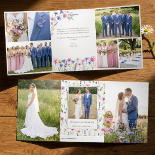 Tarjeta Tríptica Colaje de Fotos de Boda Pressed Wildflower 9
