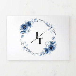 TARJETA TRÍPTICA COLOR AZUL DE AGUA TRIFOLD WEDDING INVITATION
