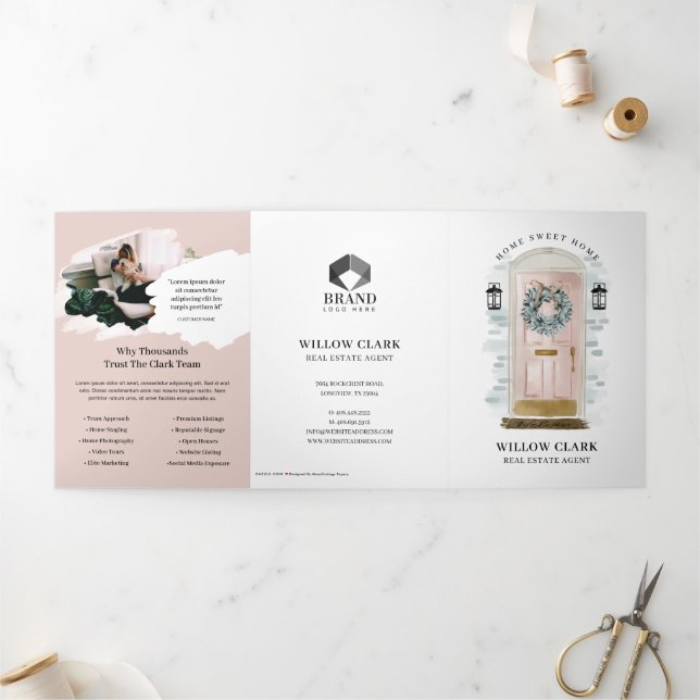 Tarjeta Tríptica Comercialización de propiedades inmobiliarias con  (Exterior)