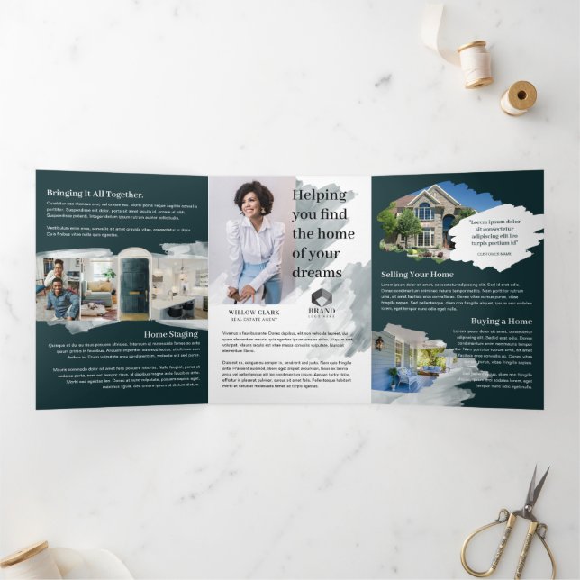 Tarjeta Tríptica Comercialización de propiedades inmobiliarias con  (Interior)