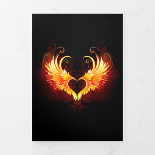 Tarjeta Tríptica Corazón de Fuego Ángel con Alas