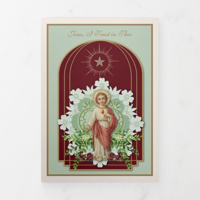Tarjeta Tríptica Corazón Sagrado Religioso Jesús Vintage (Foto de portada)