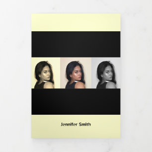 Tarjeta Tríptica Descripción general del artista moderno amarillo c