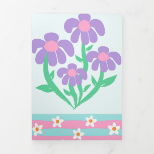 Tarjeta Tríptica Diseño de flores vibrantes en flor