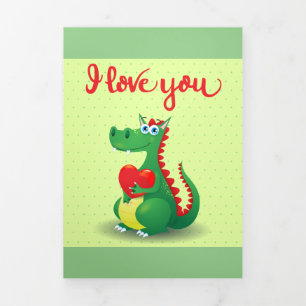 Tarjeta Tríptica Dragón enamorado
