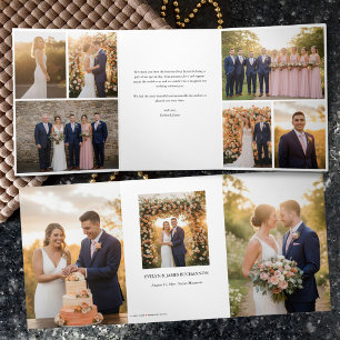 Tarjeta Tríptica Elegante agradecimiento con 9 fotos de boda