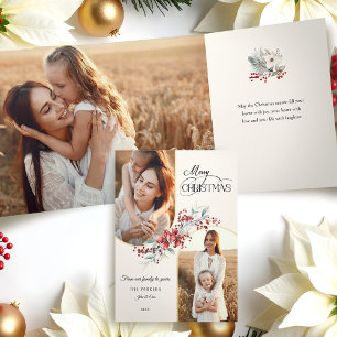 Tarjeta Tríptica Elegante Arco de oro floral navideño 2-Foto