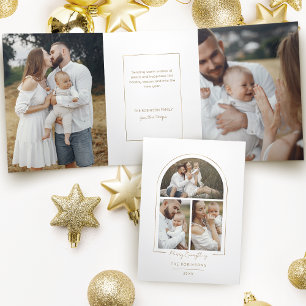Tarjeta Tríptica Elegante Arco Mínimo De Línea De Oro 3-Foto