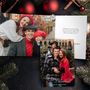 Tarjeta Tríptica Elegante Caligrafía de Feliz Navidad 1-Foto