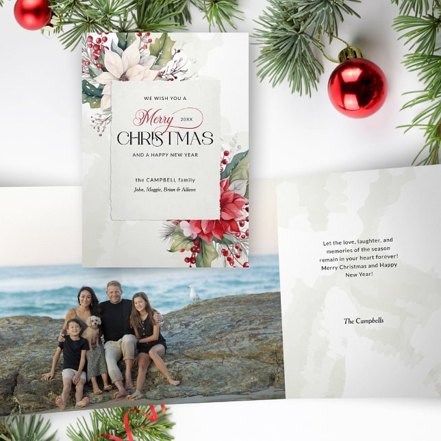 Tarjeta Tríptica Elegante Navidad Botánico No Foto (Subido por el creador)