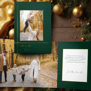 Tarjeta Tríptica Elegante Sleek Green/Gold Modern Deco Style Foto