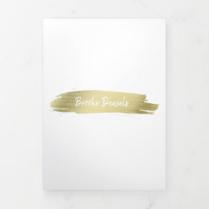 Tarjeta Tríptica Elegante y moderno Salon simple Gold Triple Follet