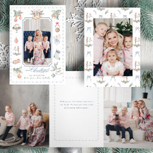 Tarjeta Tríptica Elementos Navideños de Acuarela Caprichosos Foto