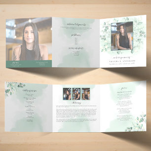 Tarjeta Tríptica En la memoria amorosa Eucalyptus Greenery Services