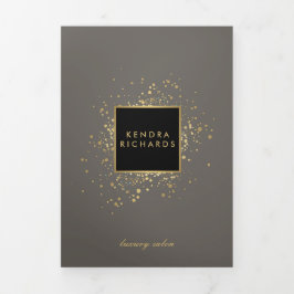 Tarjeta Tríptica Faux Gold Confetti dispersado en Brochure gris
