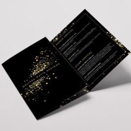 Tarjeta Tríptica Faux Gold Confetti on Black Brochure