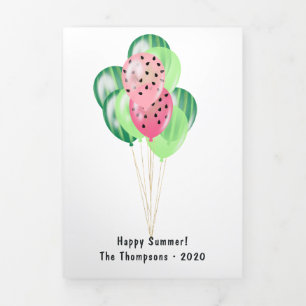 Tarjeta Tríptica Feliz verano globos de sandía familia foto