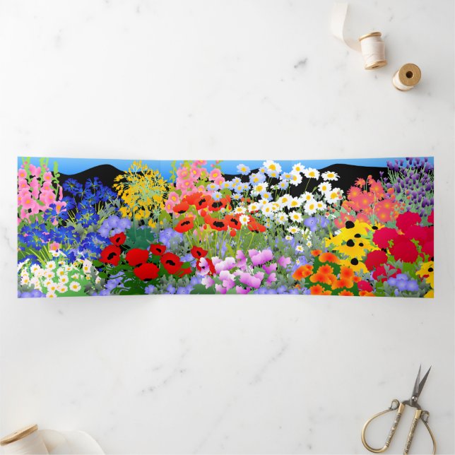 Tarjeta Tríptica Flower Garden Tri-Fold Blank Card (Interior)