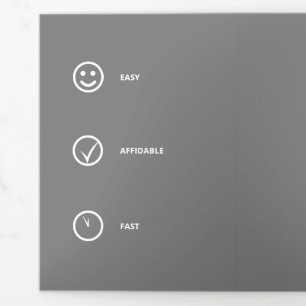 Tarjeta Tríptica Fosas Laterales Planas Monocromáticas Corporativas