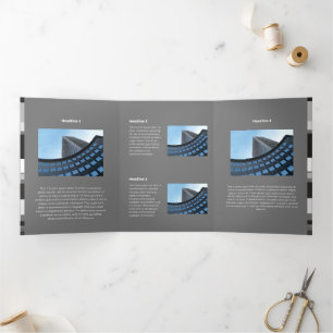 Tarjeta Tríptica Fosas Laterales Planas Monocromáticas Corporativas