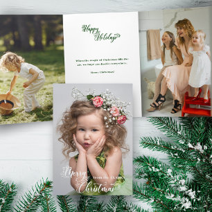 Tarjeta Tríptica Foto de guión de Navidad personalizada festiva
