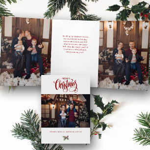 Tarjeta Tríptica Foto de tipografía caligráfica de Feliz Navidad en