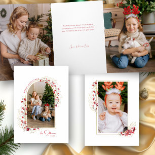 Tarjeta Tríptica Foto elegante de arco botánico de Navidad