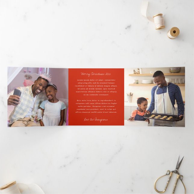 Tarjeta Tríptica Fotografía de feriado de collage (Interior)