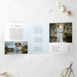 Tarjeta Tríptica Fotografía Elegante Pastel Azul Triplicidad