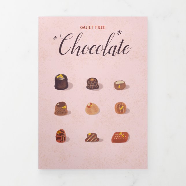 Tarjeta Tríptica Gracioso Guilt Free Chocolate Pralines Humor Cumpl (Foto de portada)