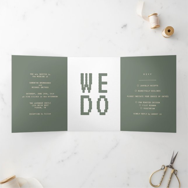 Tarjeta Tríptica Green Gamer Formal Boda mínimo que hacemos (Interior)